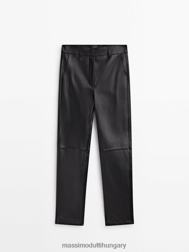 nappa bőr chino nadrág fekete nők NXX8V8299 Massimo Dutti