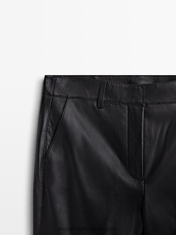 nappa bőr chino nadrág fekete nők NXX8V8299 Massimo Dutti