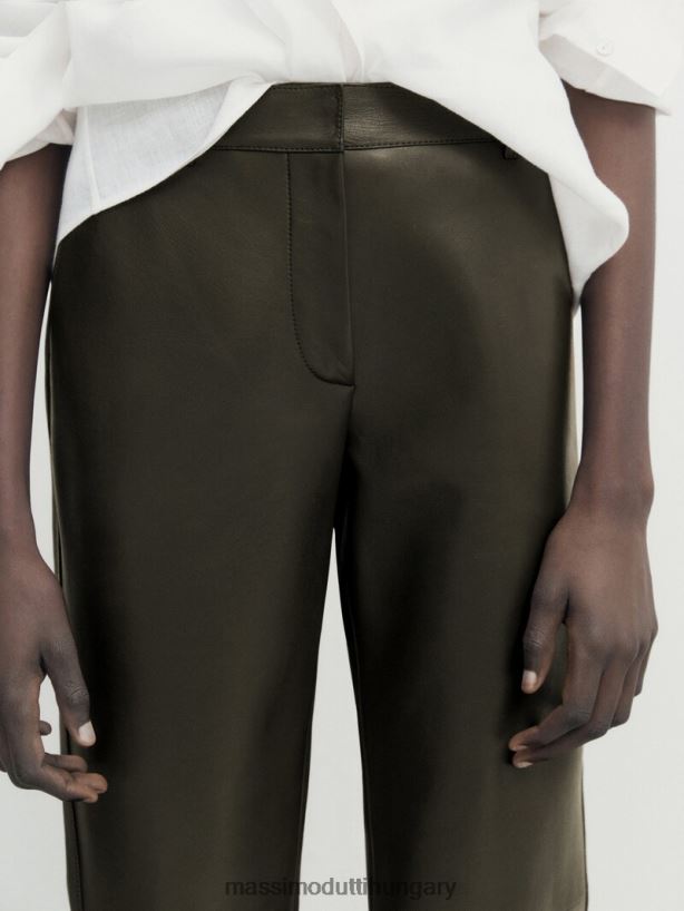 nappa bőr chino nadrág khaki nők NXX8V8298 Massimo Dutti