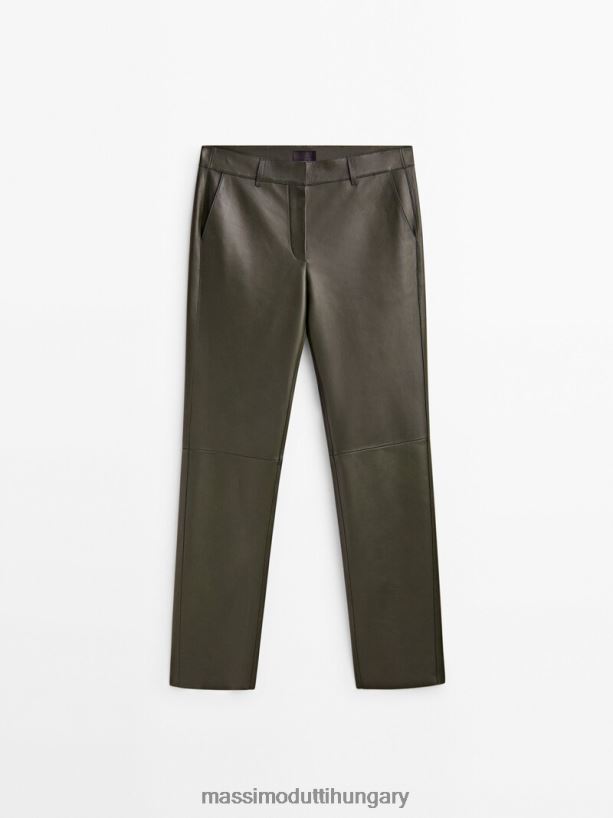 nappa bőr chino nadrág khaki nők NXX8V8298 Massimo Dutti