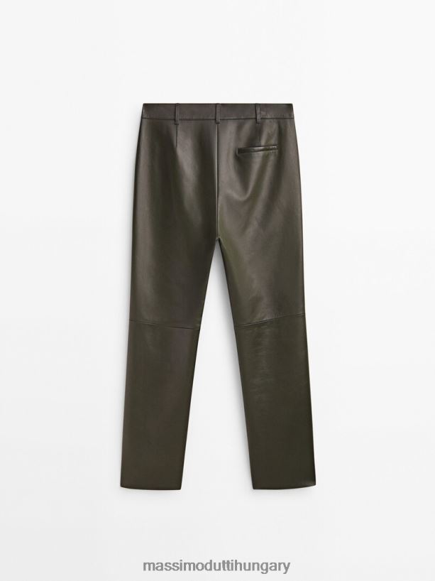 nappa bőr chino nadrág khaki nők NXX8V8298 Massimo Dutti