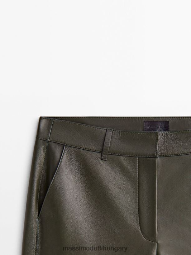 nappa bőr chino nadrág khaki nők NXX8V8298 Massimo Dutti