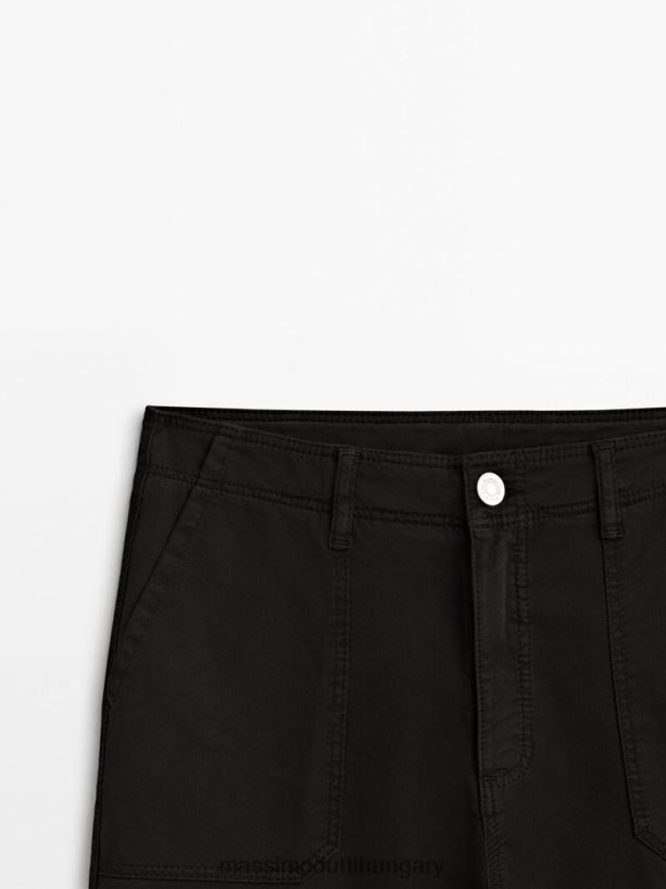 pamut keverék cargo nadrág fekete nők NXX8V8346 Massimo Dutti