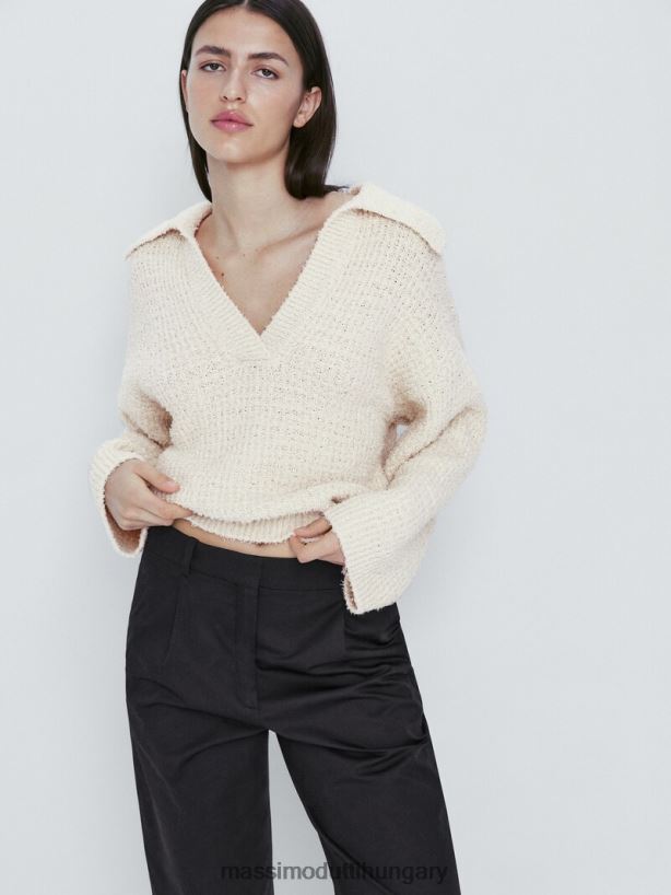 pamut keverékű chino nadrág sötétkék nők NXX8V8344 Massimo Dutti