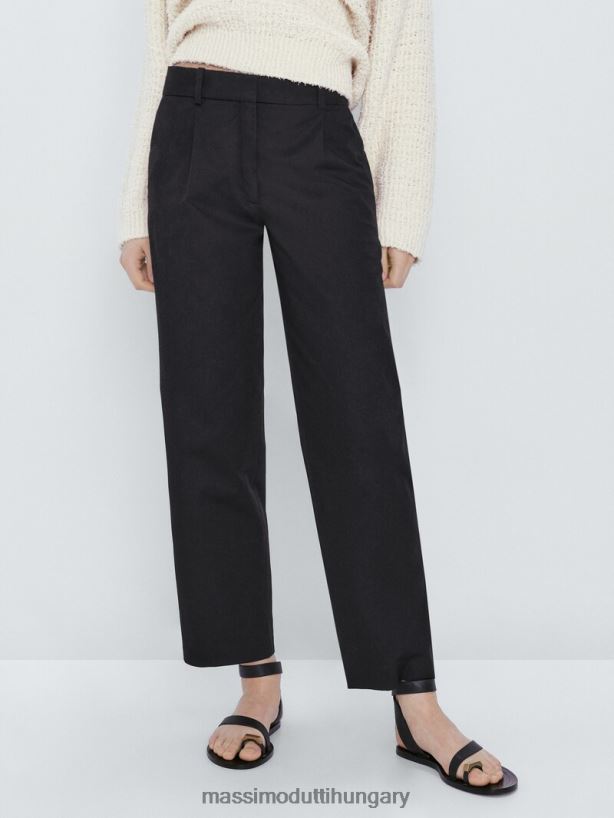 pamut keverékű chino nadrág sötétkék nők NXX8V8344 Massimo Dutti