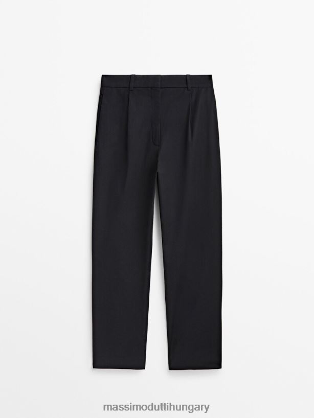 pamut keverékű chino nadrág sötétkék nők NXX8V8344 Massimo Dutti