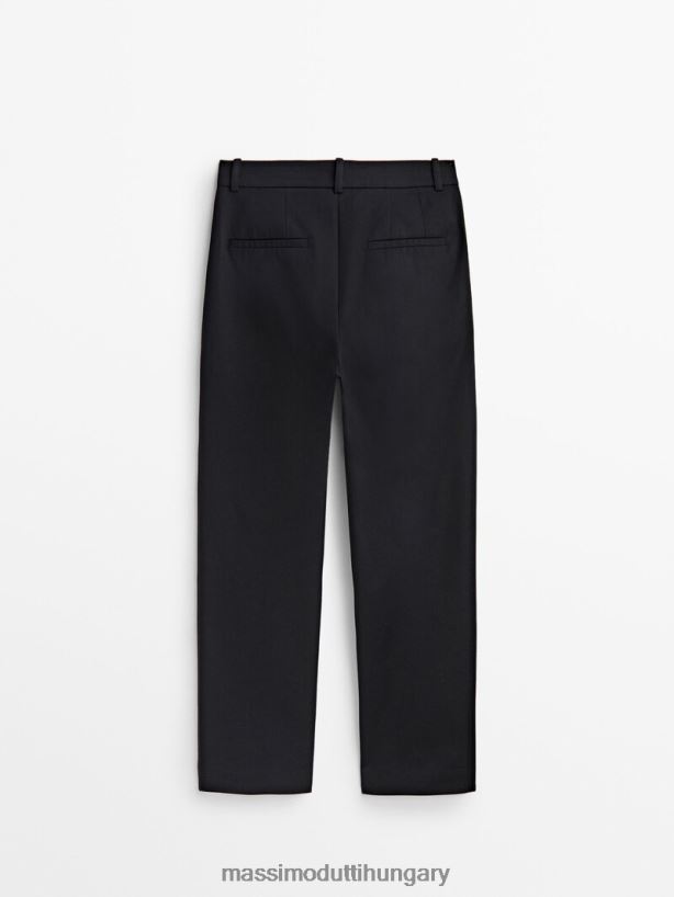 pamut keverékű chino nadrág sötétkék nők NXX8V8344 Massimo Dutti