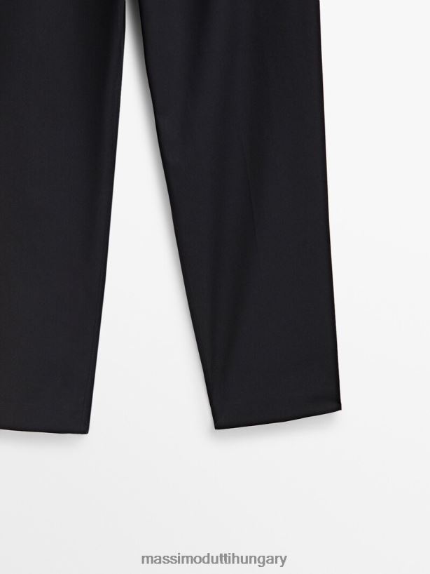 pamut keverékű chino nadrág sötétkék nők NXX8V8344 Massimo Dutti