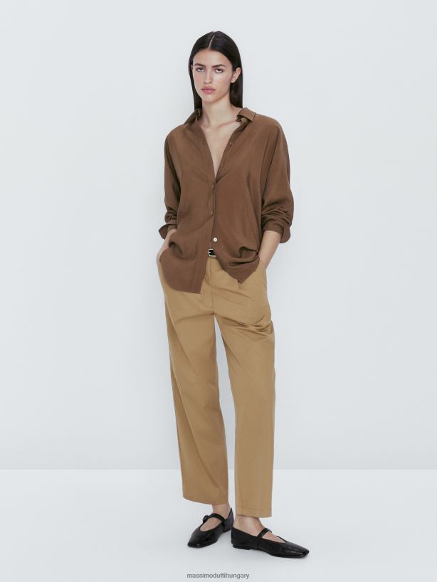 pamut keverékű darts nadrág teve nők NXX8V8347 Massimo Dutti