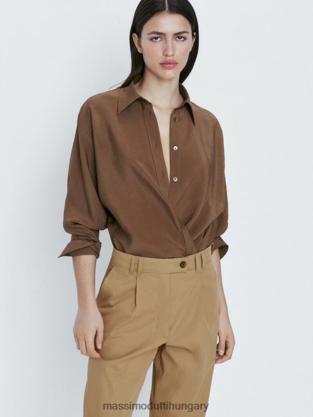 pamut keverékű darts nadrág teve nők NXX8V8347 Massimo Dutti