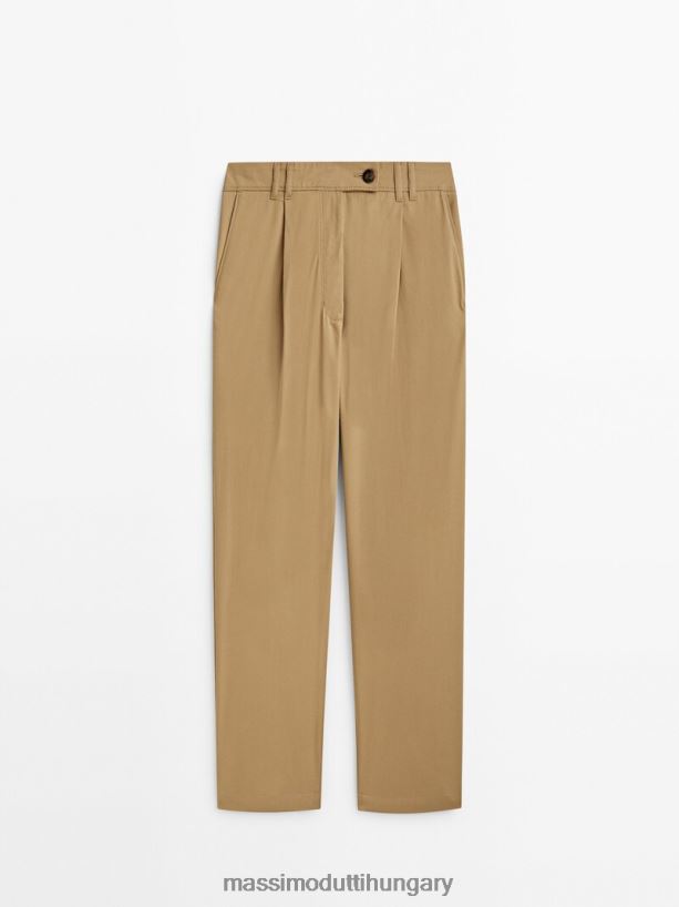 pamut keverékű darts nadrág teve nők NXX8V8347 Massimo Dutti