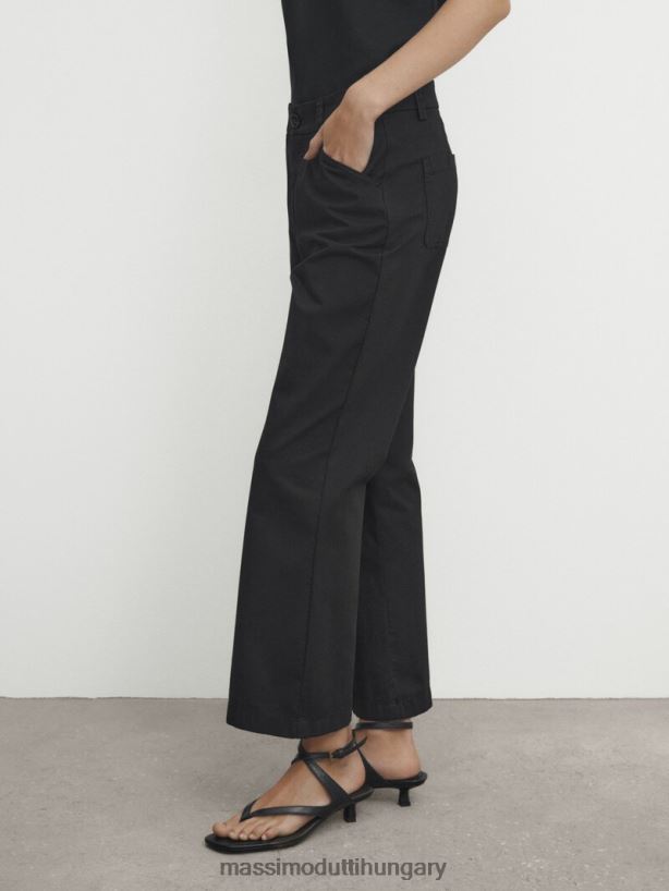 pamutkeverék kick flare nadrág fekete nők NXX8V8321 Massimo Dutti