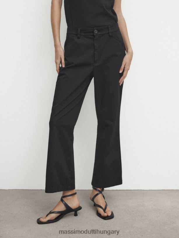 pamutkeverék kick flare nadrág fekete nők NXX8V8321 Massimo Dutti