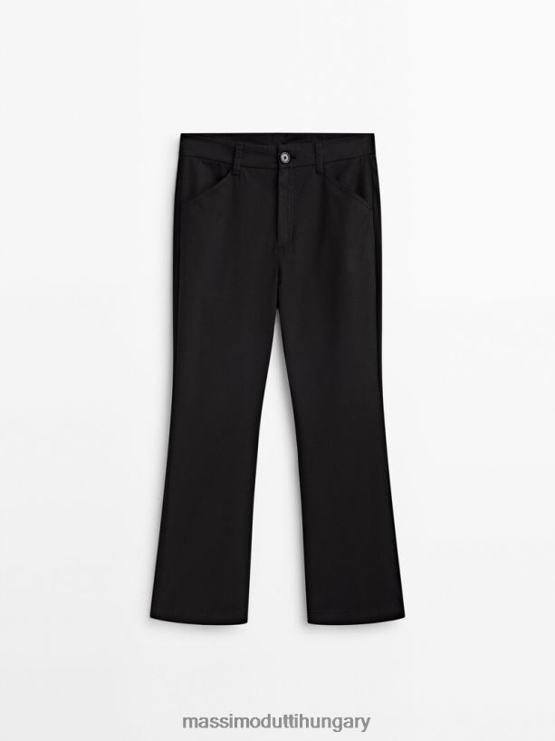 pamutkeverék kick flare nadrág fekete nők NXX8V8321 Massimo Dutti