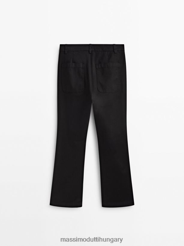 pamutkeverék kick flare nadrág fekete nők NXX8V8321 Massimo Dutti