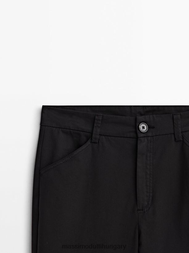 pamutkeverék kick flare nadrág fekete nők NXX8V8321 Massimo Dutti