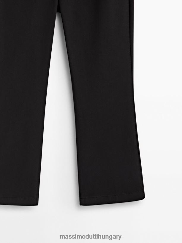 pamutkeverék kick flare nadrág fekete nők NXX8V8321 Massimo Dutti