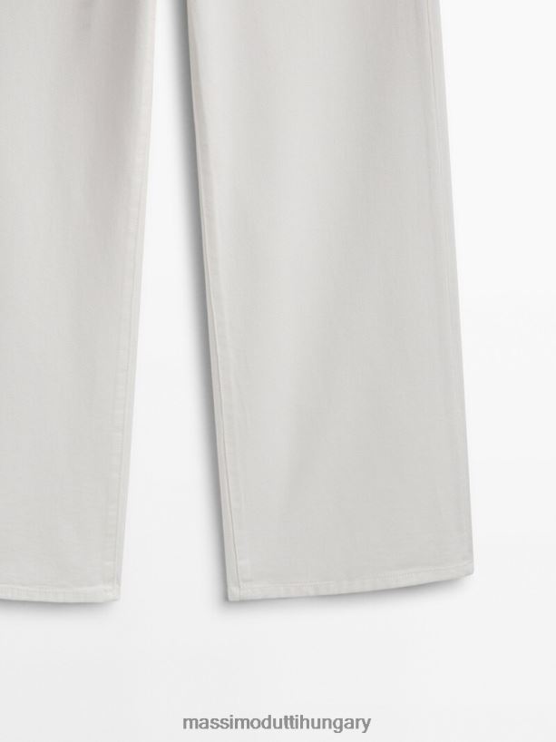 széles szabású, rövidített farmernadrág zsebekkel krém nők NXX8V8334 Massimo Dutti