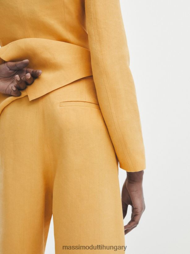 vágott öltönynadrág mustársárga nők NXX8V8332 Massimo Dutti