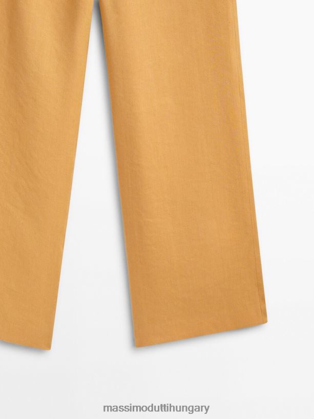 vágott öltönynadrág mustársárga nők NXX8V8332 Massimo Dutti