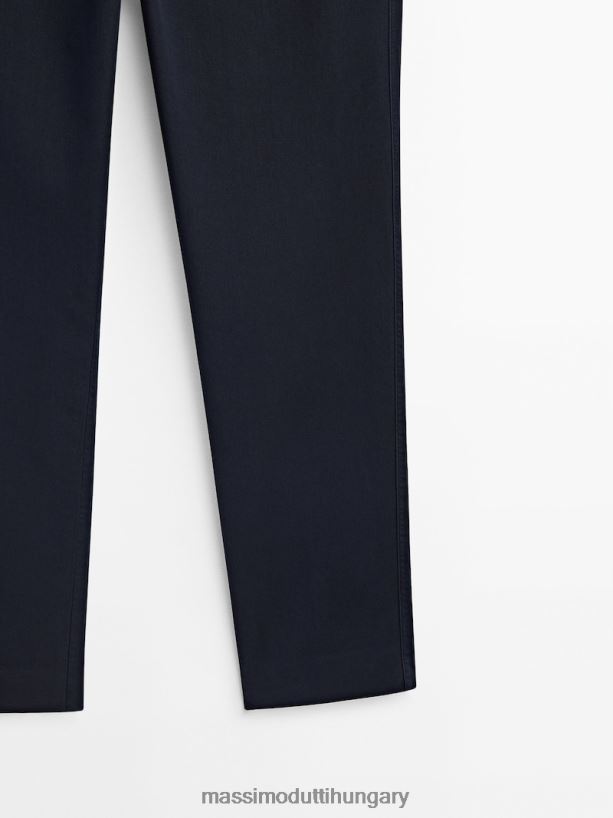 vékony szabású pamut keverék chino nadrág sötétkék nők NXX8V8352 Massimo Dutti