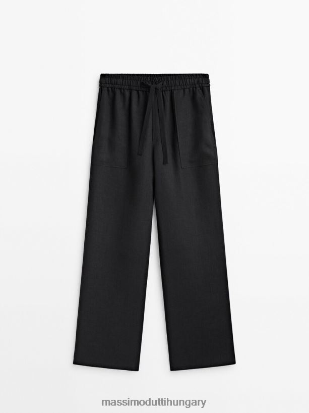 vászon asztalos kocogó zsebbel fekete nők NXX8V8309 Massimo Dutti