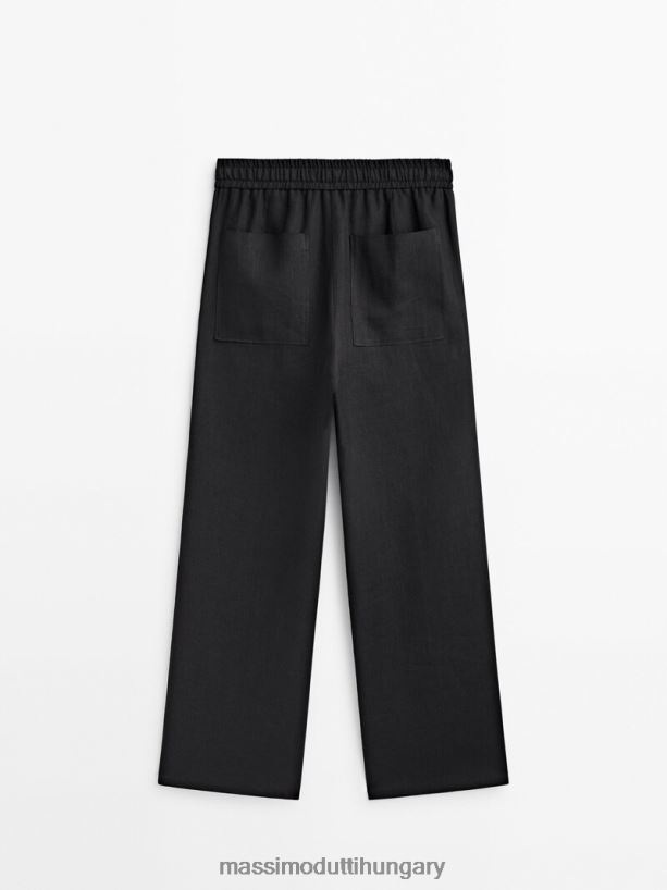 vászon asztalos kocogó zsebbel fekete nők NXX8V8309 Massimo Dutti