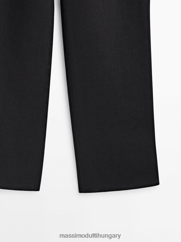 vászon asztalos kocogó zsebbel fekete nők NXX8V8309 Massimo Dutti