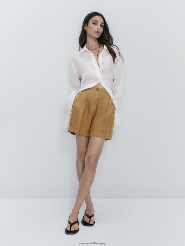 vászon bermuda nadrág darts barna nők NXX8V8345 Massimo Dutti