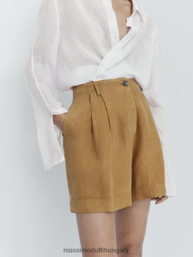 vászon bermuda nadrág darts barna nők NXX8V8345 Massimo Dutti