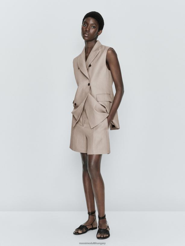 vászon bermuda rövidnadrág varrással nyérc nők NXX8V8340 Massimo Dutti