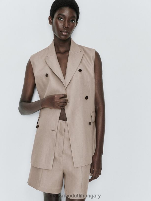 vászon bermuda rövidnadrág varrással nyérc nők NXX8V8340 Massimo Dutti