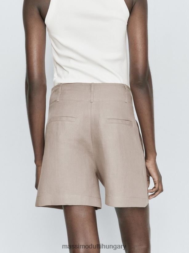 vászon bermuda rövidnadrág varrással nyérc nők NXX8V8340 Massimo Dutti