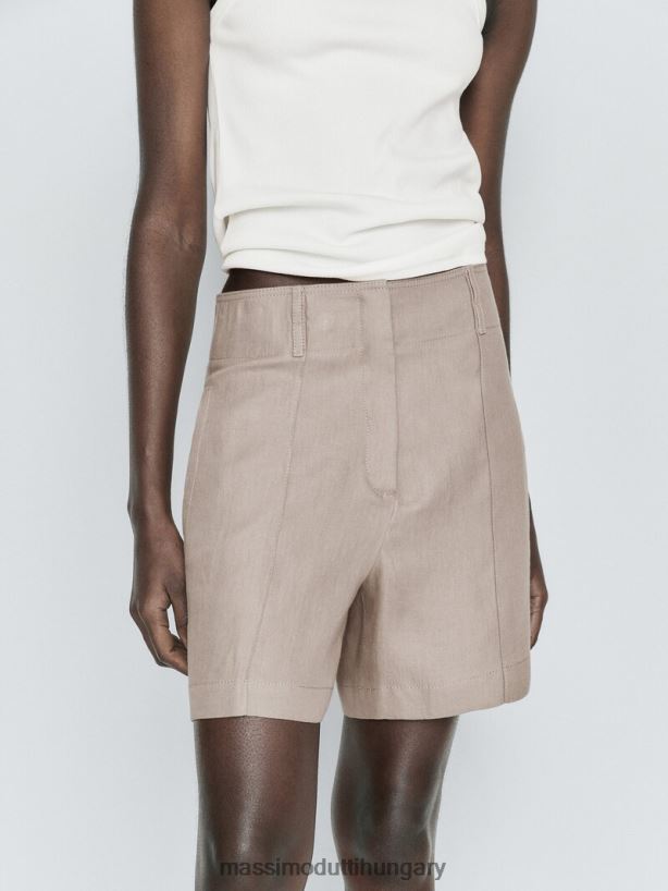 vászon bermuda rövidnadrág varrással nyérc nők NXX8V8340 Massimo Dutti