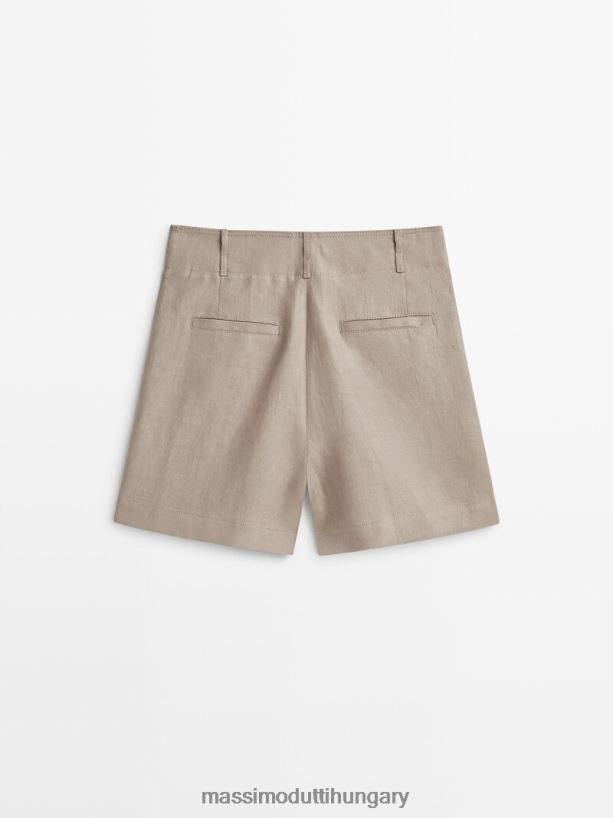 vászon bermuda rövidnadrág varrással nyérc nők NXX8V8340 Massimo Dutti