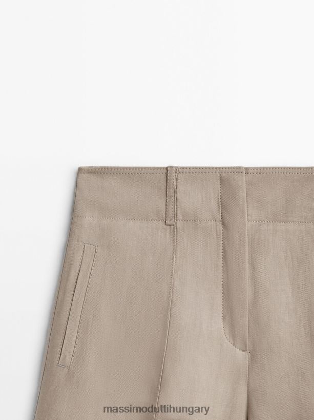 vászon bermuda rövidnadrág varrással nyérc nők NXX8V8340 Massimo Dutti