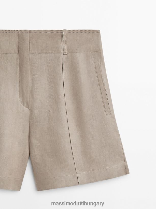 vászon bermuda rövidnadrág varrással nyérc nők NXX8V8340 Massimo Dutti