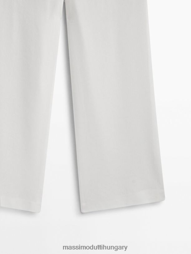 vászon keverék széles szárú nadrág dartssal fehér nők NXX8V8328 Massimo Dutti