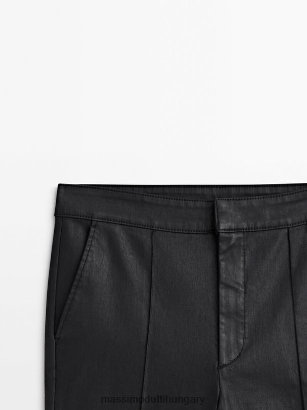 viaszos, kiszélesedő nadrág középső varrással fekete nők NXX8V8351 Massimo Dutti