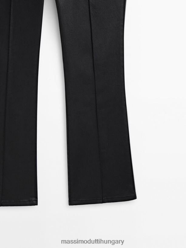 viaszos, kiszélesedő nadrág középső varrással fekete nők NXX8V8351 Massimo Dutti